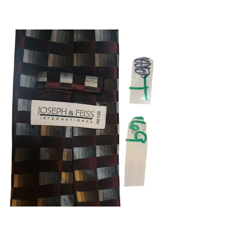 Joseph & Feiss Mens Tie Necktie Designer Luxury Black Gray Burgundy‎ Geometric